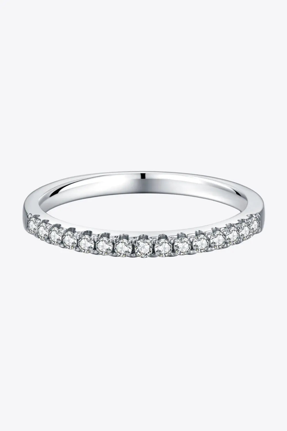 Lovcia Moissanite Platinum-Plated Half-Eternity Ring-Rings-Silver-4.5-Silver