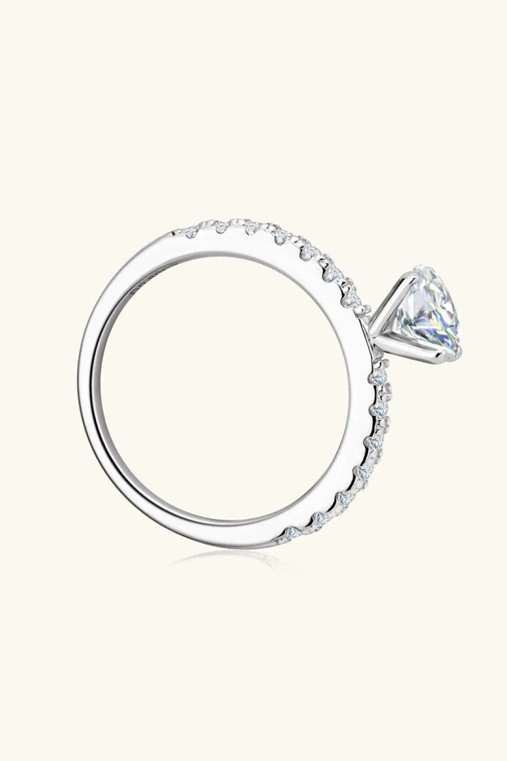 Lovcia Moissanite Platinum-Plated Side Stone Ring-Rings-Silver-5-Silver