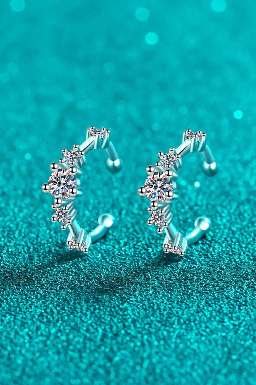 Lovcia Moissanite Rhodium-Plated Cuff Earrings-Earrings-Silver-One Size-Silver