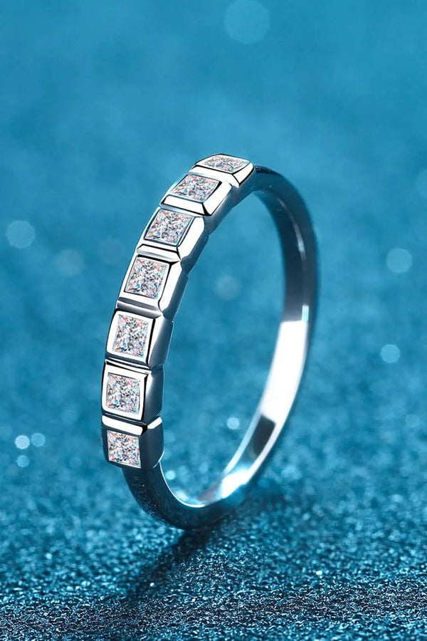 Lovcia Moissanite Rhodium-Plated Half-Eternity Ring-Rings-Silver-4-Silver