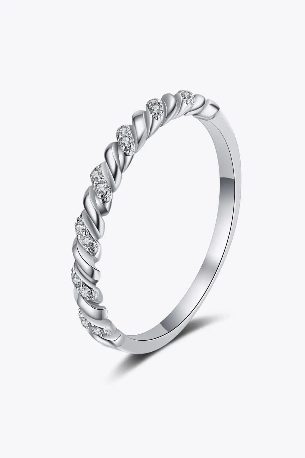 Lovcia Moissanite Rhodium-Plated Half-Eternity Ring-Rings-Silver-4-Silver