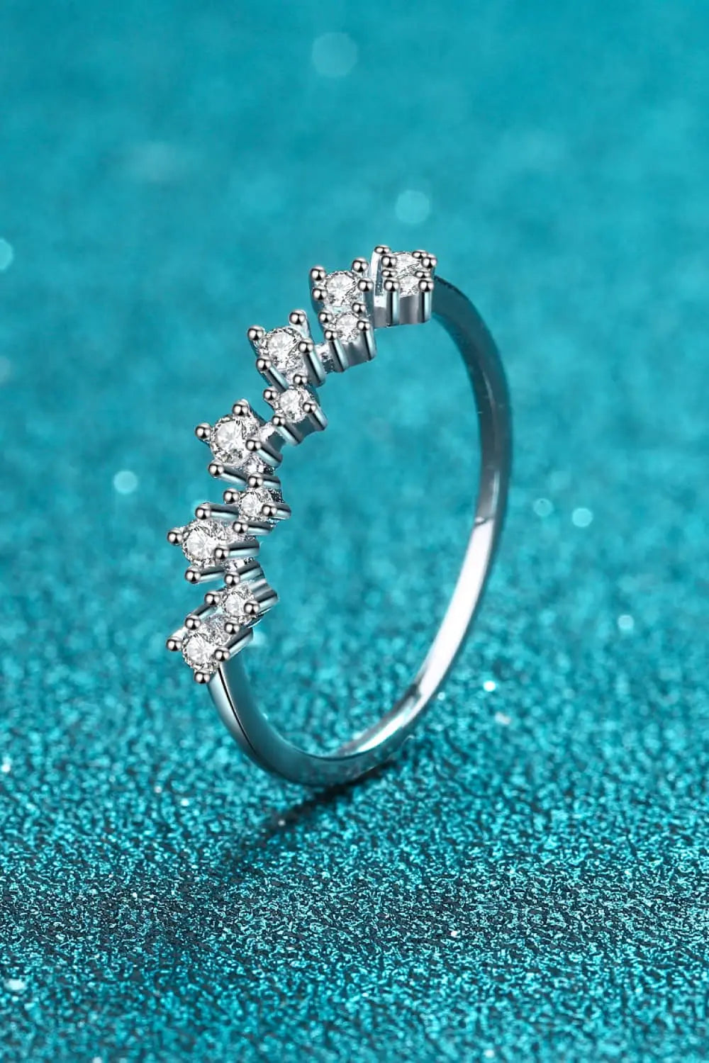Lovcia Moissanite Rhodium-Plated Half-Eternity Ring-Rings-Silver-4-Silver