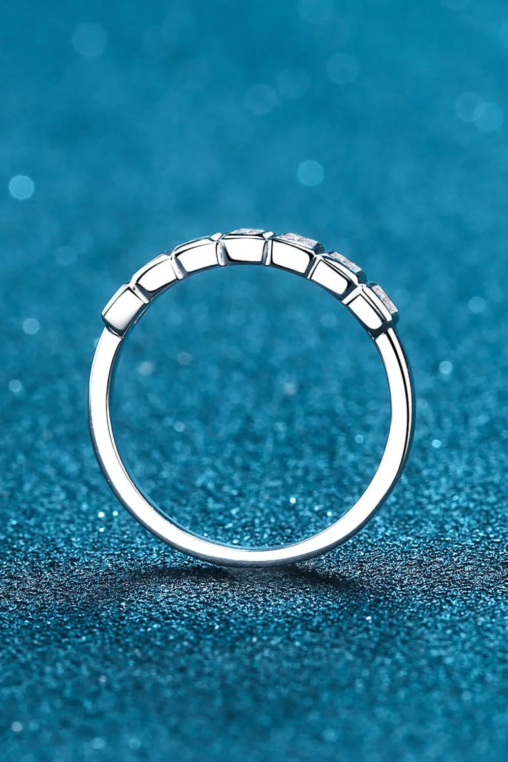 Lovcia Moissanite Rhodium-Plated Half-Eternity Ring-Rings-Silver-4-Silver