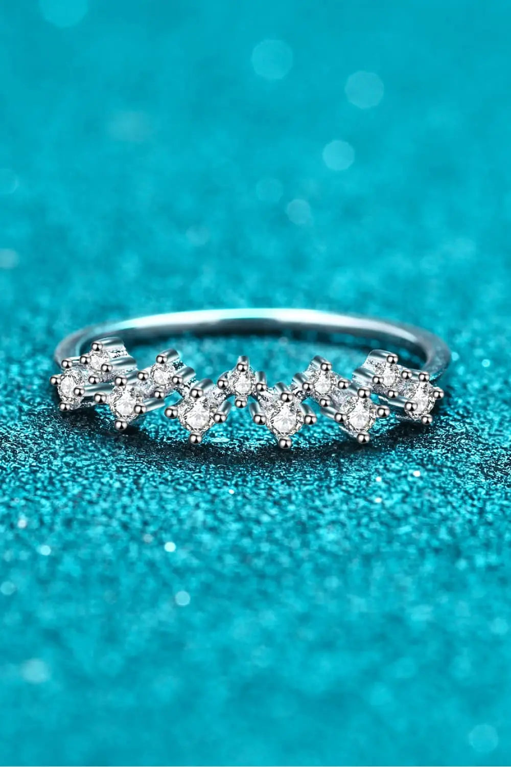 Lovcia Moissanite Rhodium-Plated Half-Eternity Ring-Rings-Silver-4-Silver