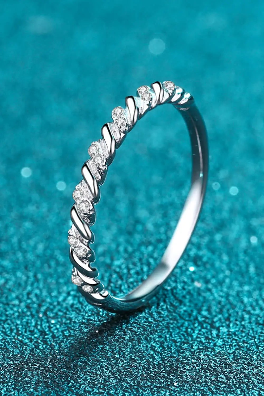 Lovcia Moissanite Rhodium-Plated Half-Eternity Ring-Rings-Silver-4-Silver