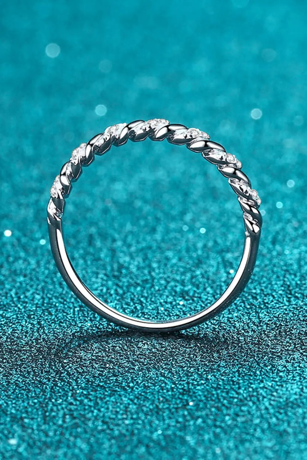 Lovcia Moissanite Rhodium-Plated Half-Eternity Ring-Rings-Silver-4-Silver