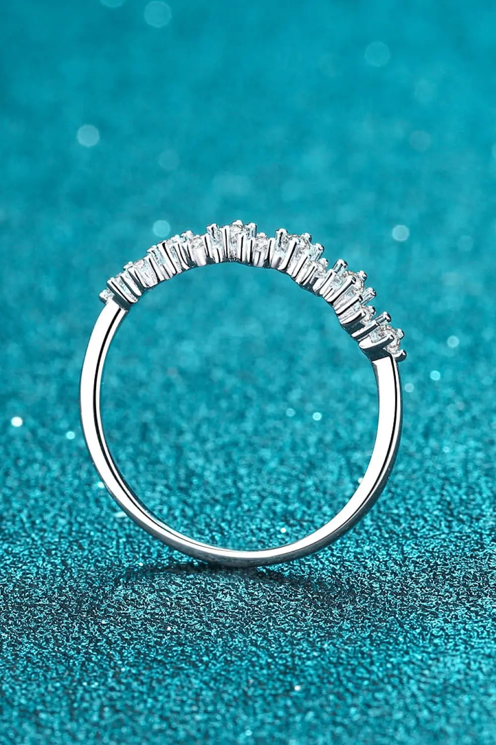 Lovcia Moissanite Rhodium-Plated Half-Eternity Ring-Rings-Silver-4-Silver