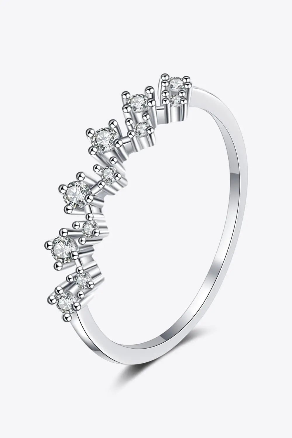 Lovcia Moissanite Rhodium-Plated Half-Eternity Ring-Rings-Silver-4-Silver