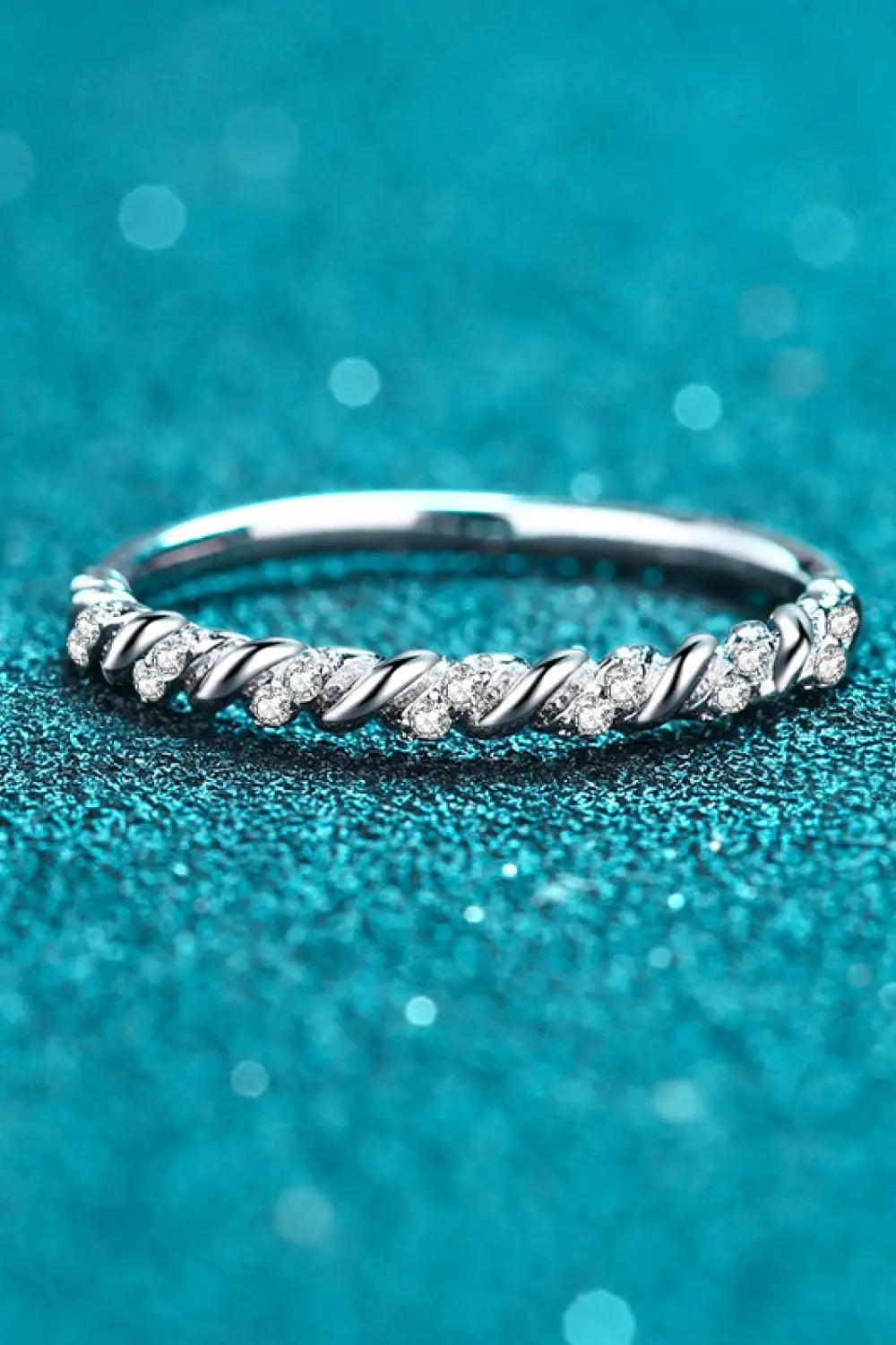 Lovcia Moissanite Rhodium-Plated Half-Eternity Ring-Rings-Silver-4-Silver