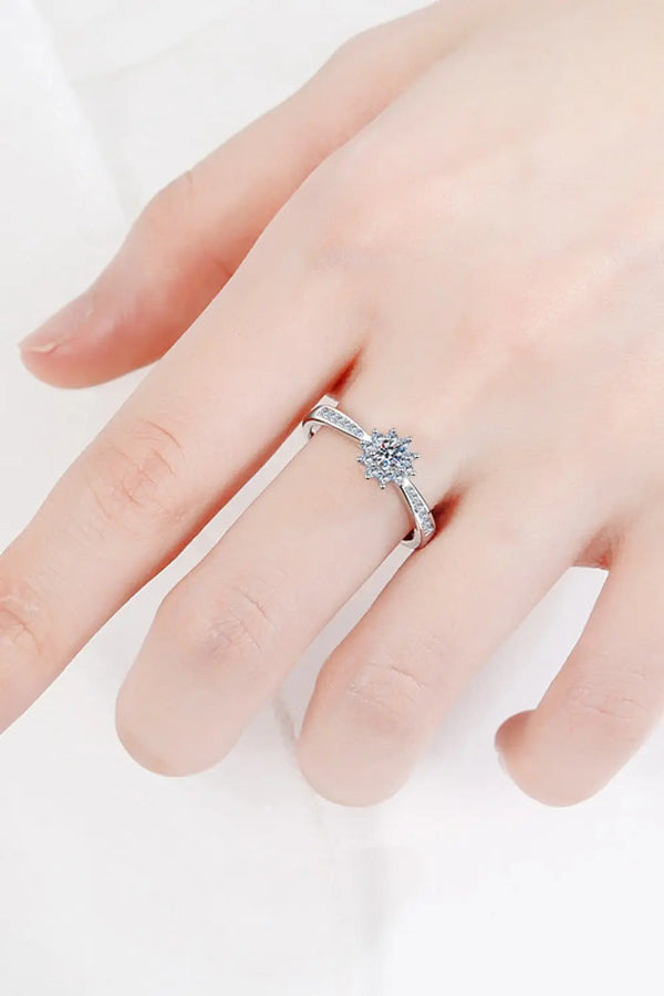 Lovcia Moissanite Rhodium-Plated Snowflake Ring-Rings-Silver-5-Silver