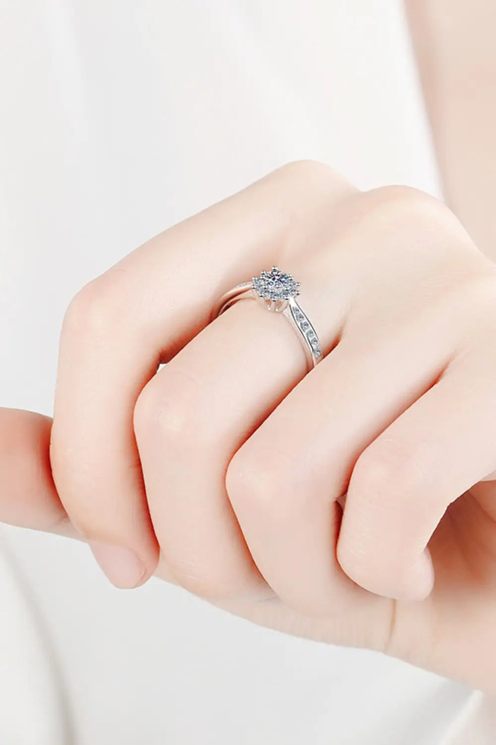 Lovcia Moissanite Rhodium-Plated Snowflake Ring-Rings-Silver-5-Silver