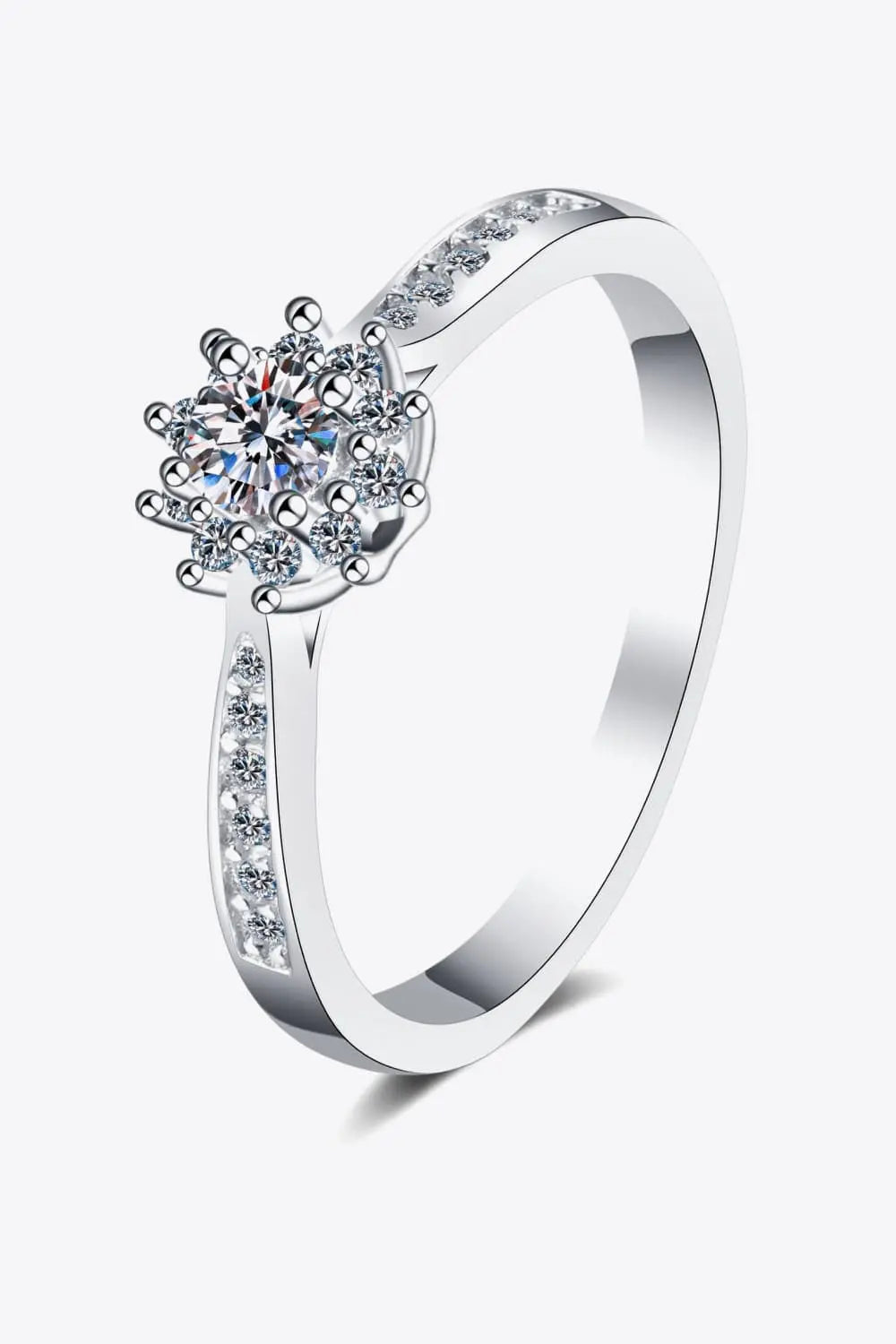 Lovcia Moissanite Rhodium-Plated Snowflake Ring-Rings-Silver-5-Silver
