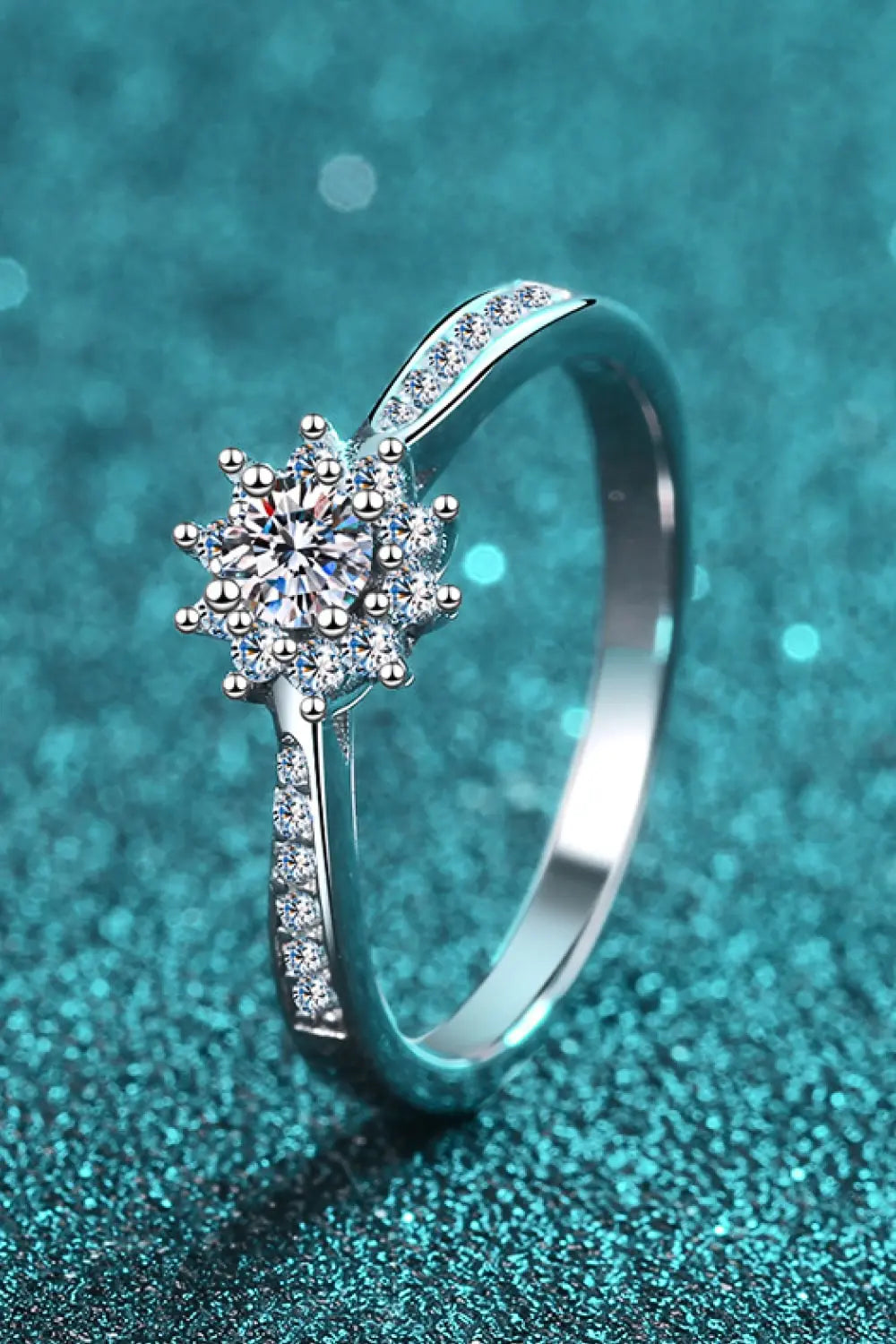 Lovcia Moissanite Rhodium-Plated Snowflake Ring-Rings-Silver-5-Silver