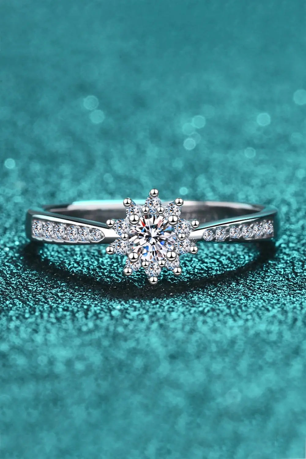 Lovcia Moissanite Rhodium-Plated Snowflake Ring-Rings-Silver-5-Silver