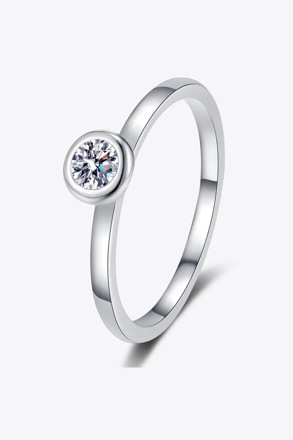 Lovcia Moissanite Rhodium-Plated Solitaire Ring-Rings-Silver-4-Silver