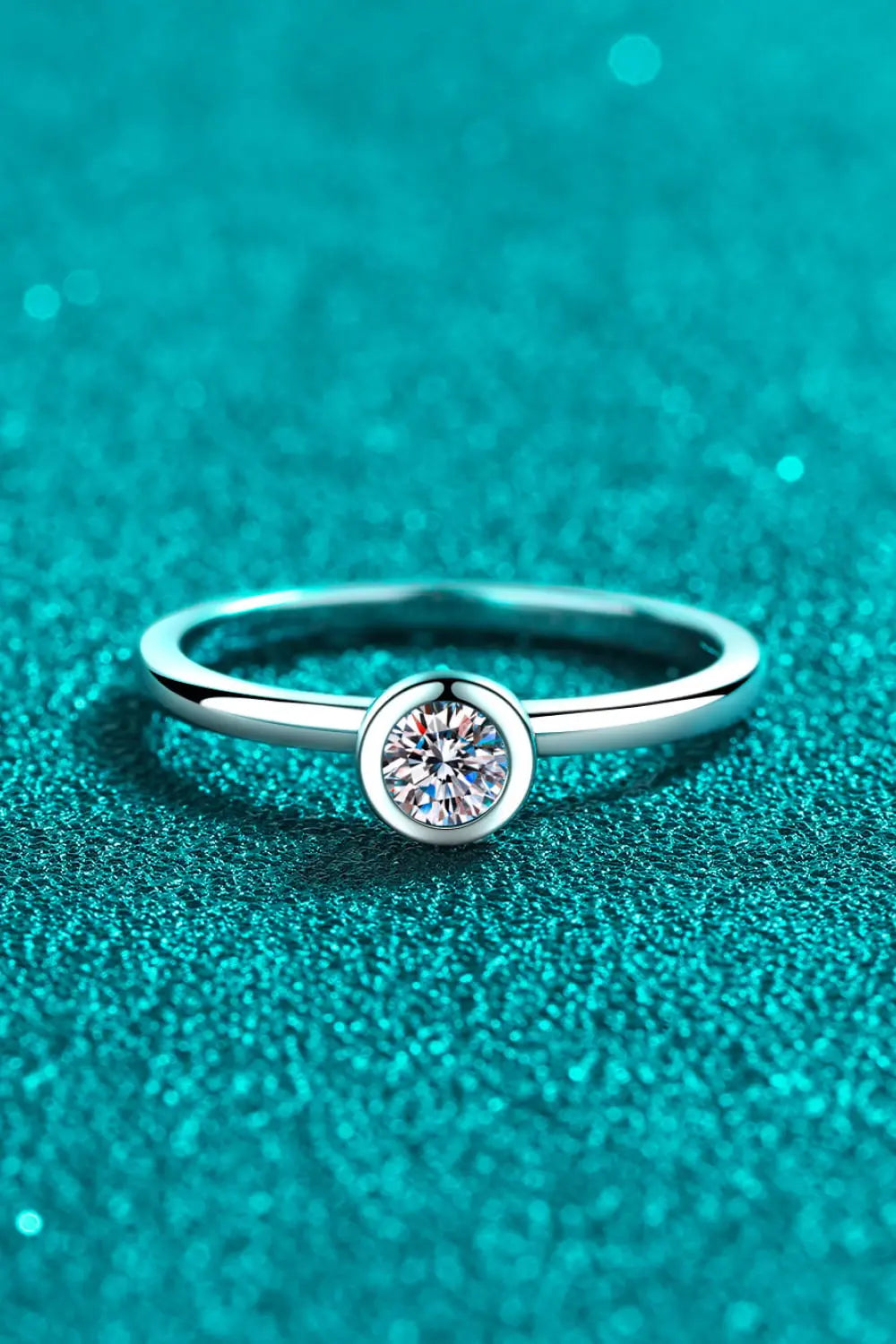 Lovcia Moissanite Rhodium-Plated Solitaire Ring-Rings-Silver-4-Silver