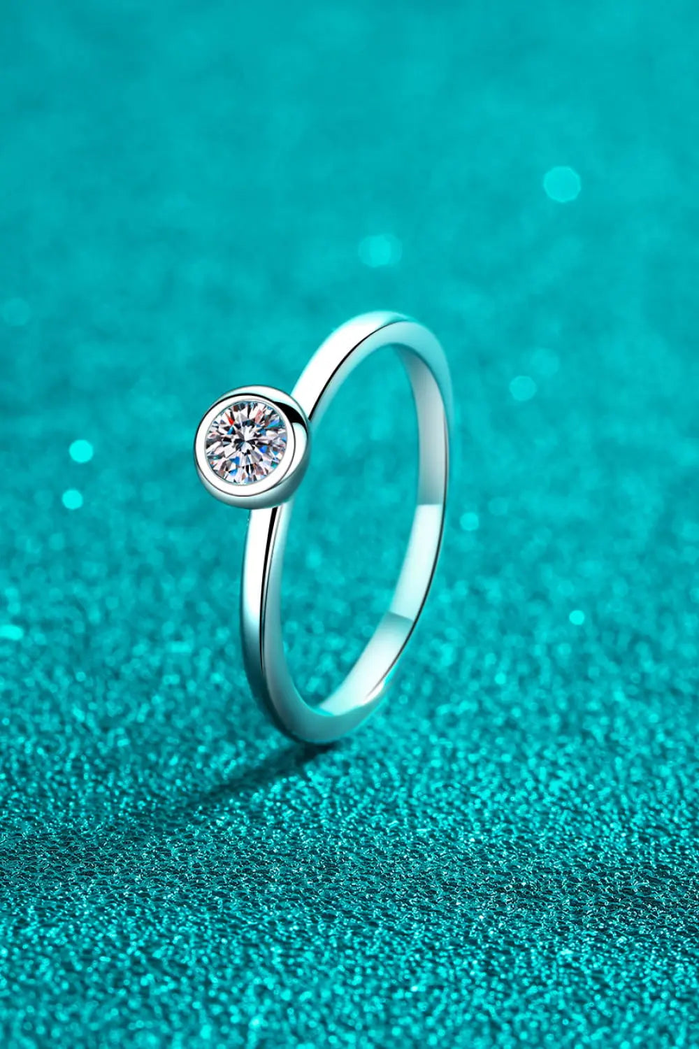 Lovcia Moissanite Rhodium-Plated Solitaire Ring-Rings-Silver-4-Silver