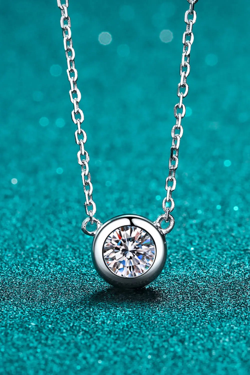 Lovcia Moissanite Round Pendant Chain Necklace-Necklaces-Silver-One Size-Silver