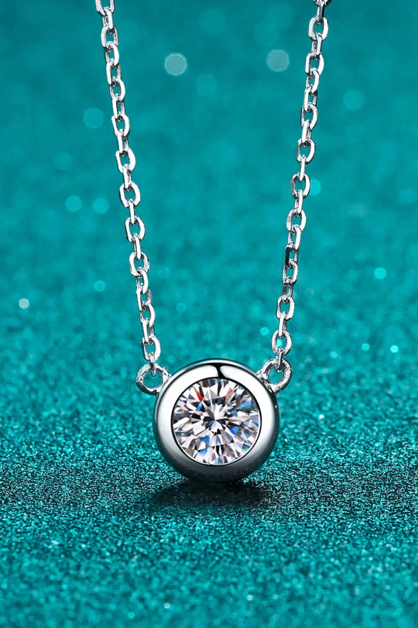 Lovcia Moissanite Round Pendant Chain Necklace-Necklaces-Silver-One Size-Silver