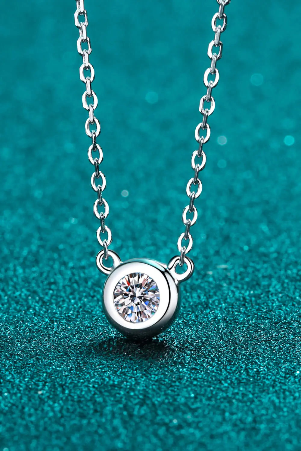 Lovcia Moissanite Round Pendant Chain Necklace-Necklaces-Silver-One Size-Silver