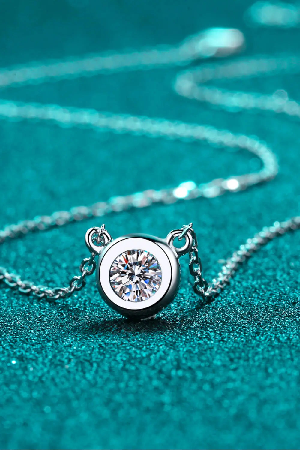Lovcia Moissanite Round Pendant Chain Necklace-Necklaces-Silver-One Size-Silver