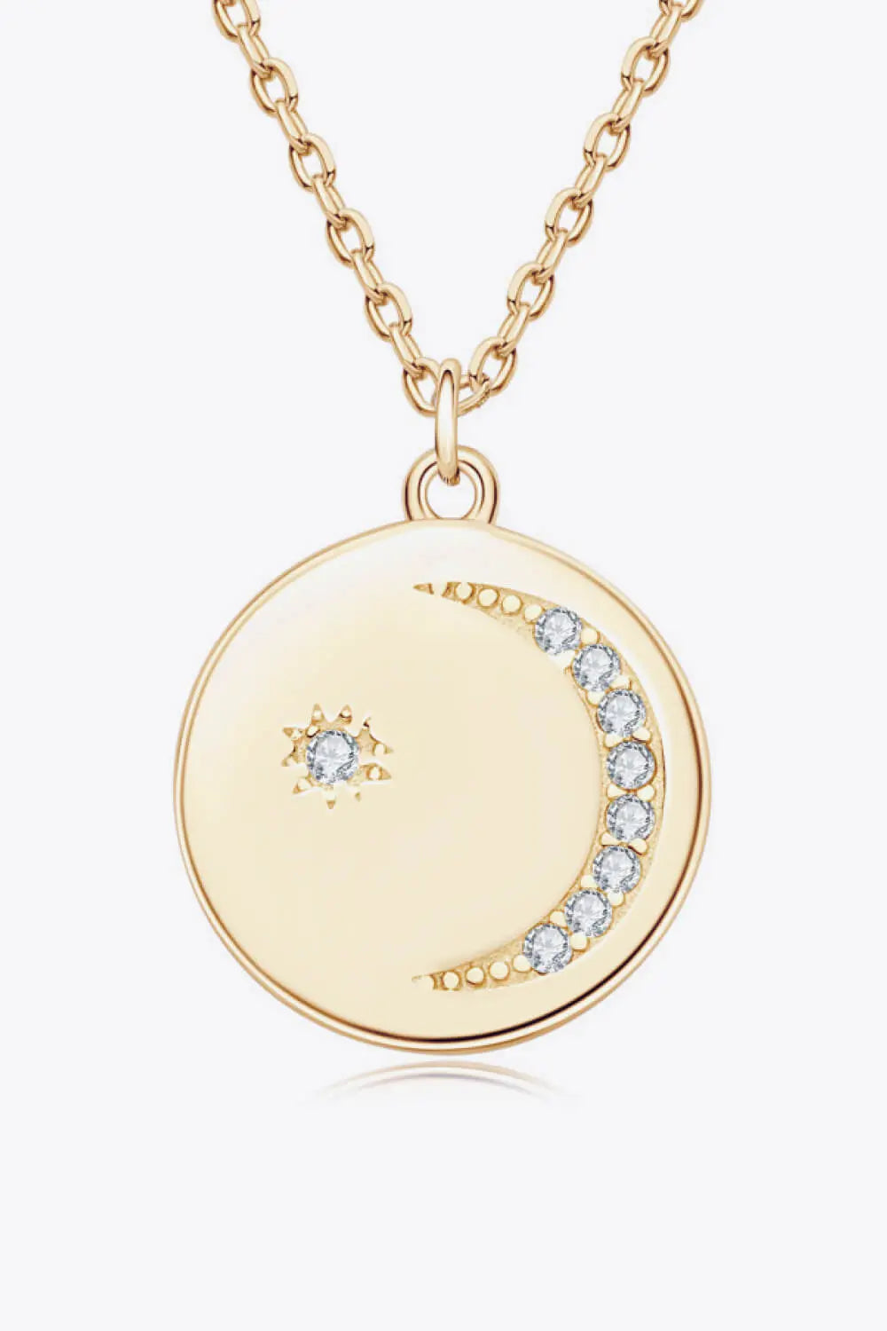 Lovcia Moissanite Round Pendant Necklace-Necklaces-Gold-One Size-Gold