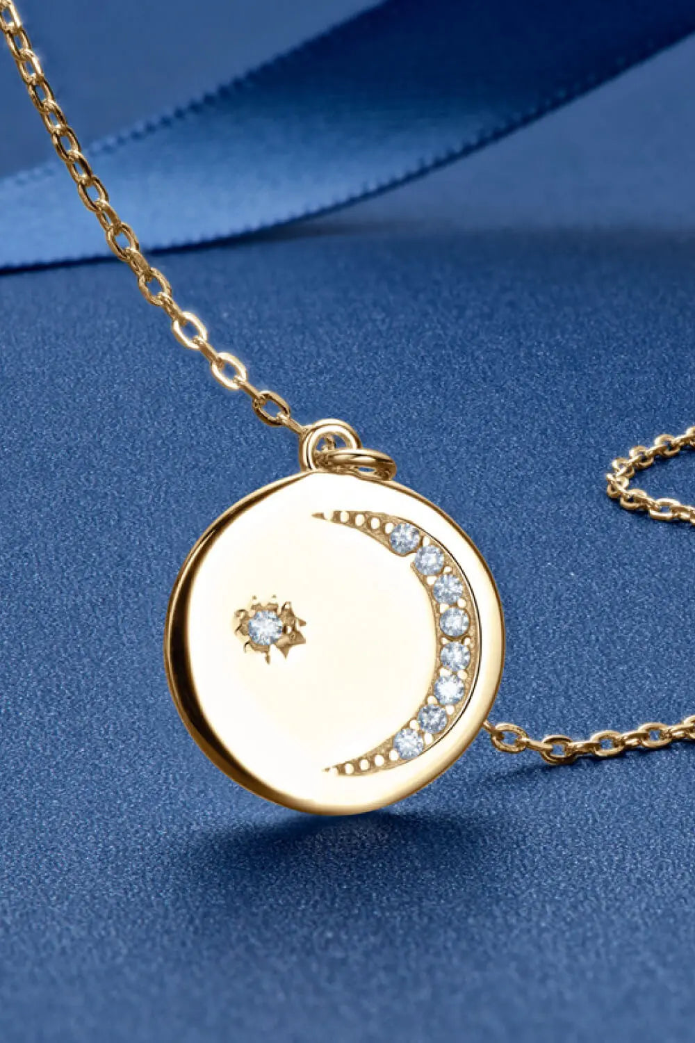 Lovcia Moissanite Round Pendant Necklace-Necklaces-Gold-One Size-Gold