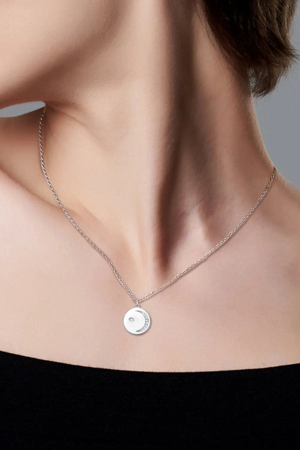 Lovcia Moissanite Round Pendant Necklace-Necklaces-Silver-One Size-Silver