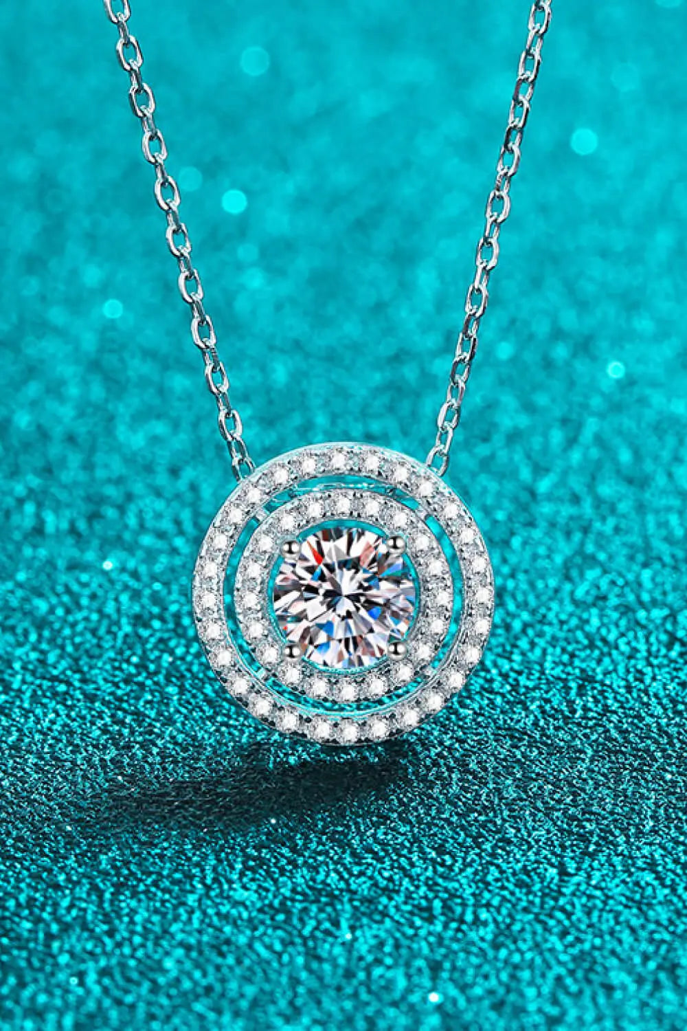 Lovcia Moissanite Round Pendant Rhodium-Plated Necklace-Necklaces-Silver-One Size-Silver