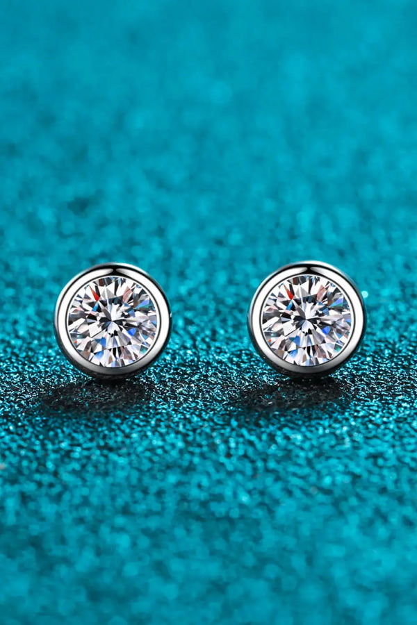 Lovcia Moissanite Round-Shaped Stud Earrings-Earrings-Silver-One Size-Silver