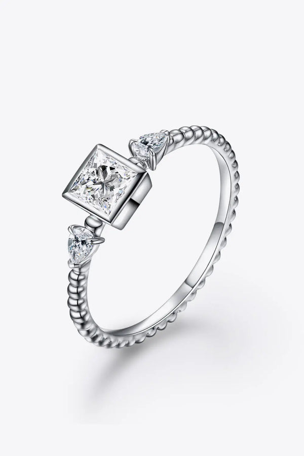 Lovcia Moissanite Square Shape 925 Sterling Silver Ring-Rings-Silver-6-Silver