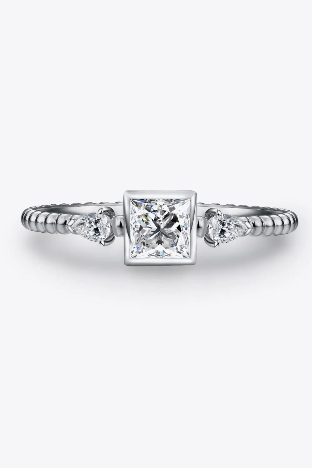 Lovcia Moissanite Square Shape 925 Sterling Silver Ring-Rings-Silver-6-Silver