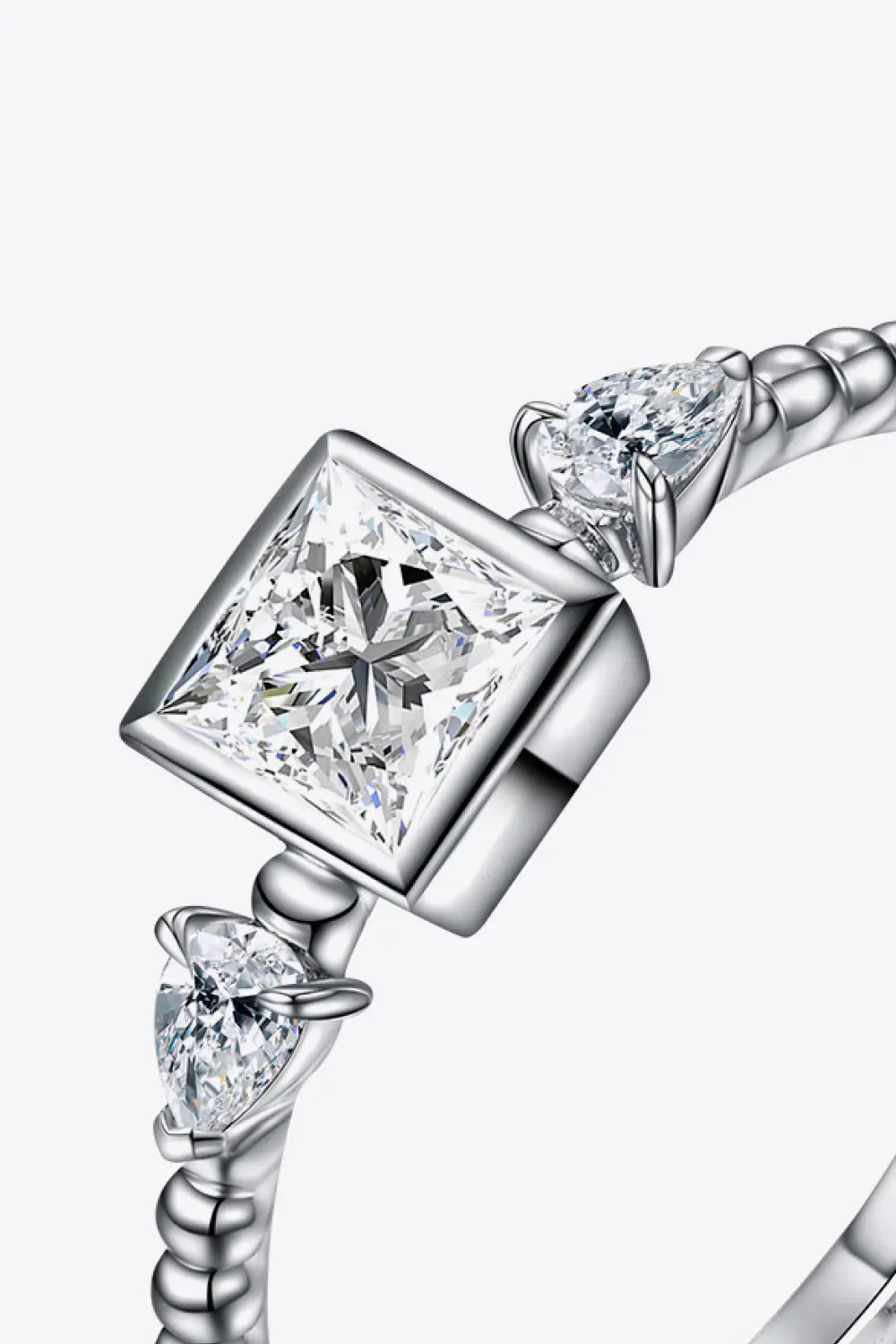 Lovcia Moissanite Square Shape 925 Sterling Silver Ring-Rings-Silver-6-Silver