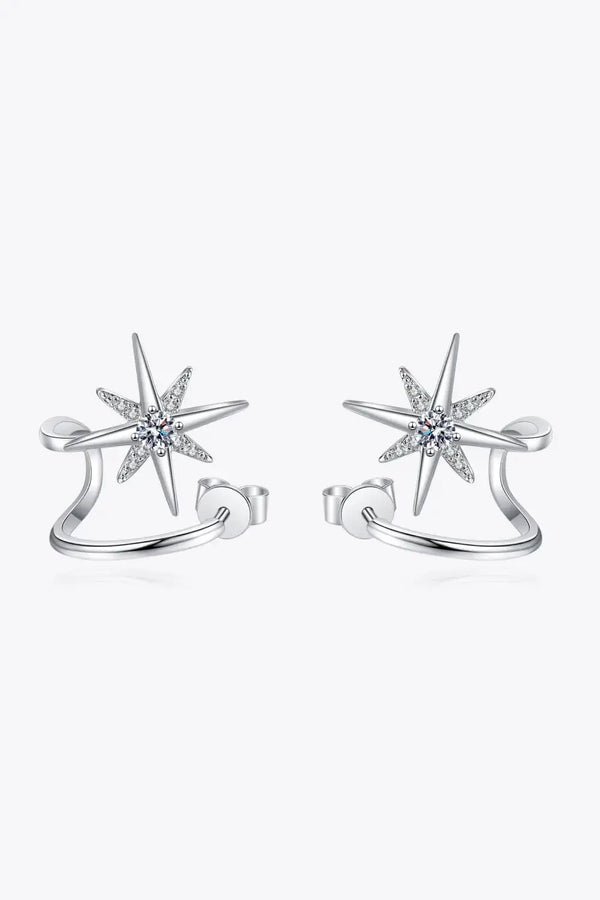 Lovcia Moissanite Star Rhodium-Plated Earrings-Earrings-Silver-One Size-Silver