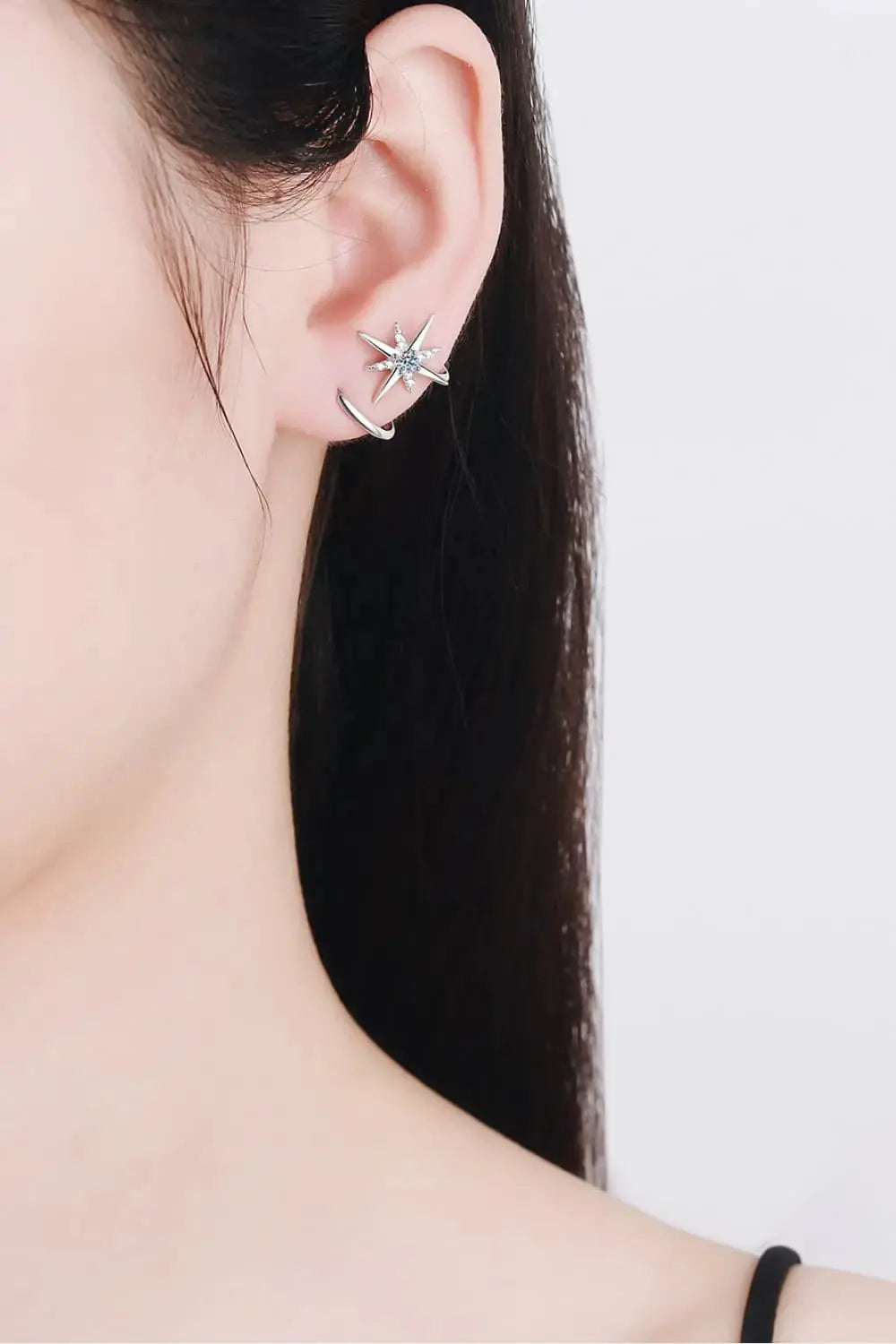 Lovcia Moissanite Star Rhodium-Plated Earrings-Earrings-Silver-One Size-Silver