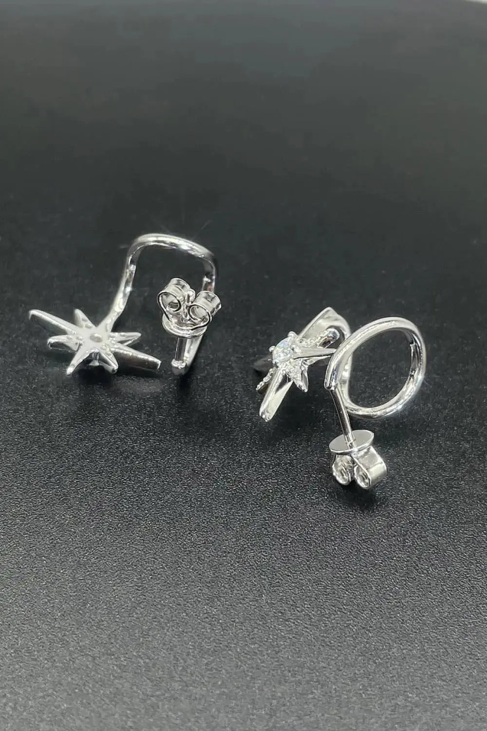 Lovcia Moissanite Star Rhodium-Plated Earrings-Earrings-Silver-One Size-Silver