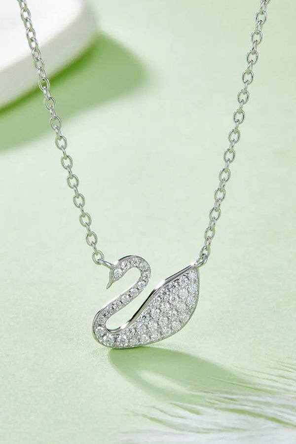 Lovcia Moissanite Swan 925 Sterling Silver Necklace-Necklaces-Silver-One Size-Silver