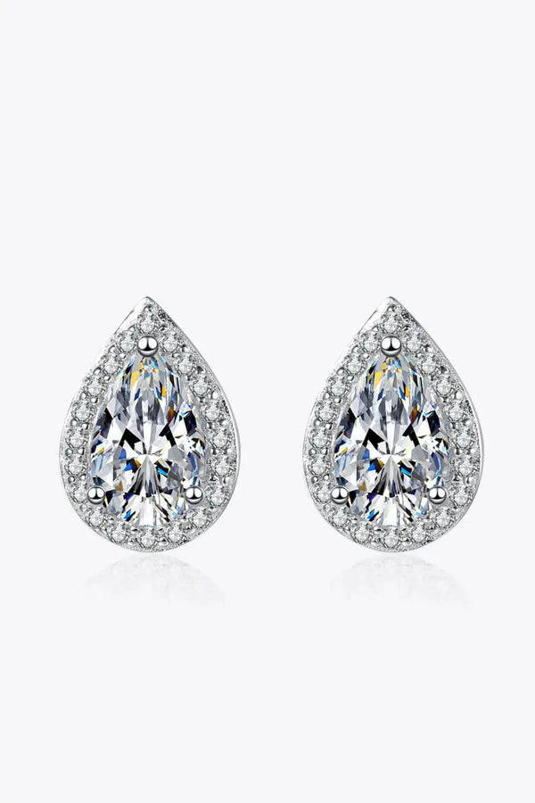 Lovcia Moissanite Teardrop Stud Earrings-Earrings-Silver-One Size-Silver