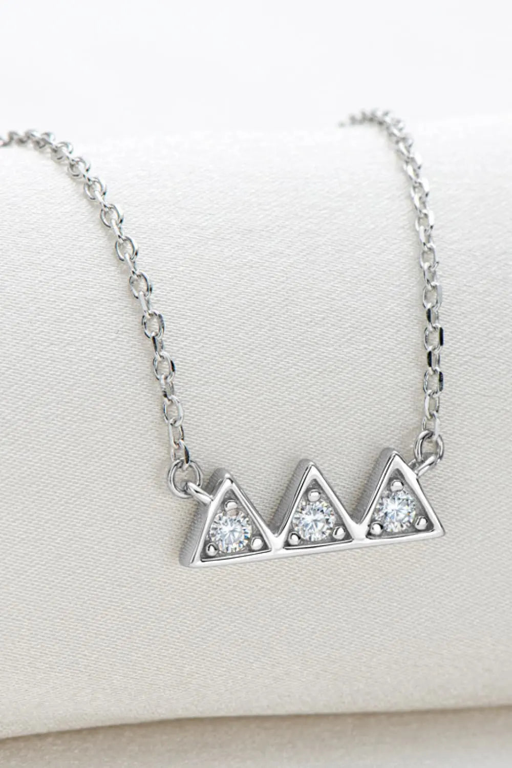 Lovcia Moissanite Triangle Platinum-Plated Necklace-Necklaces-Silver-One Size-Silver