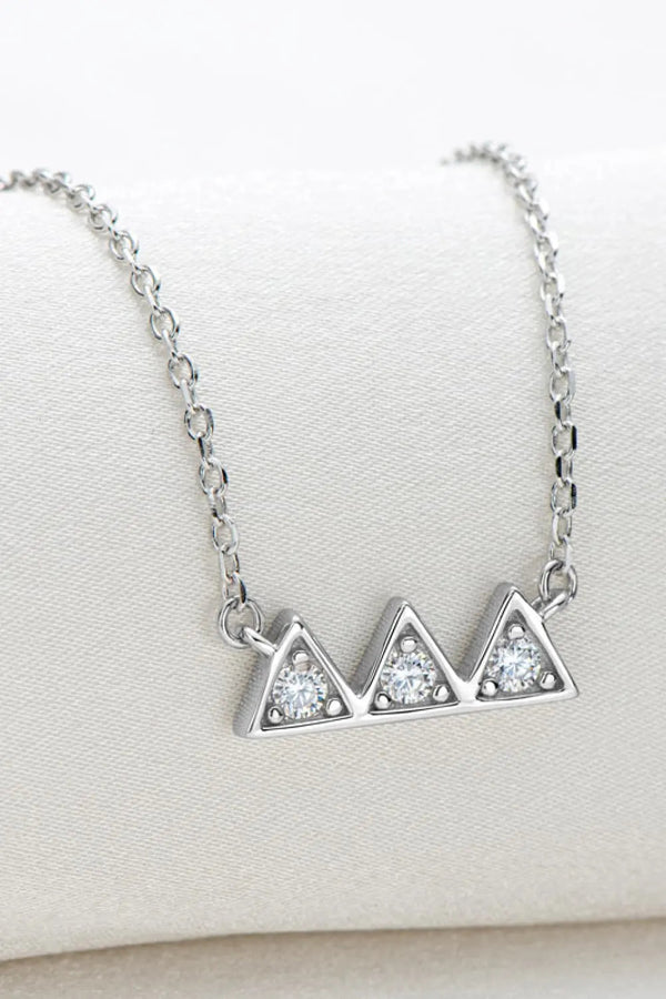 Lovcia Moissanite Triangle Platinum-Plated Necklace-Necklaces-Silver-One Size-Silver