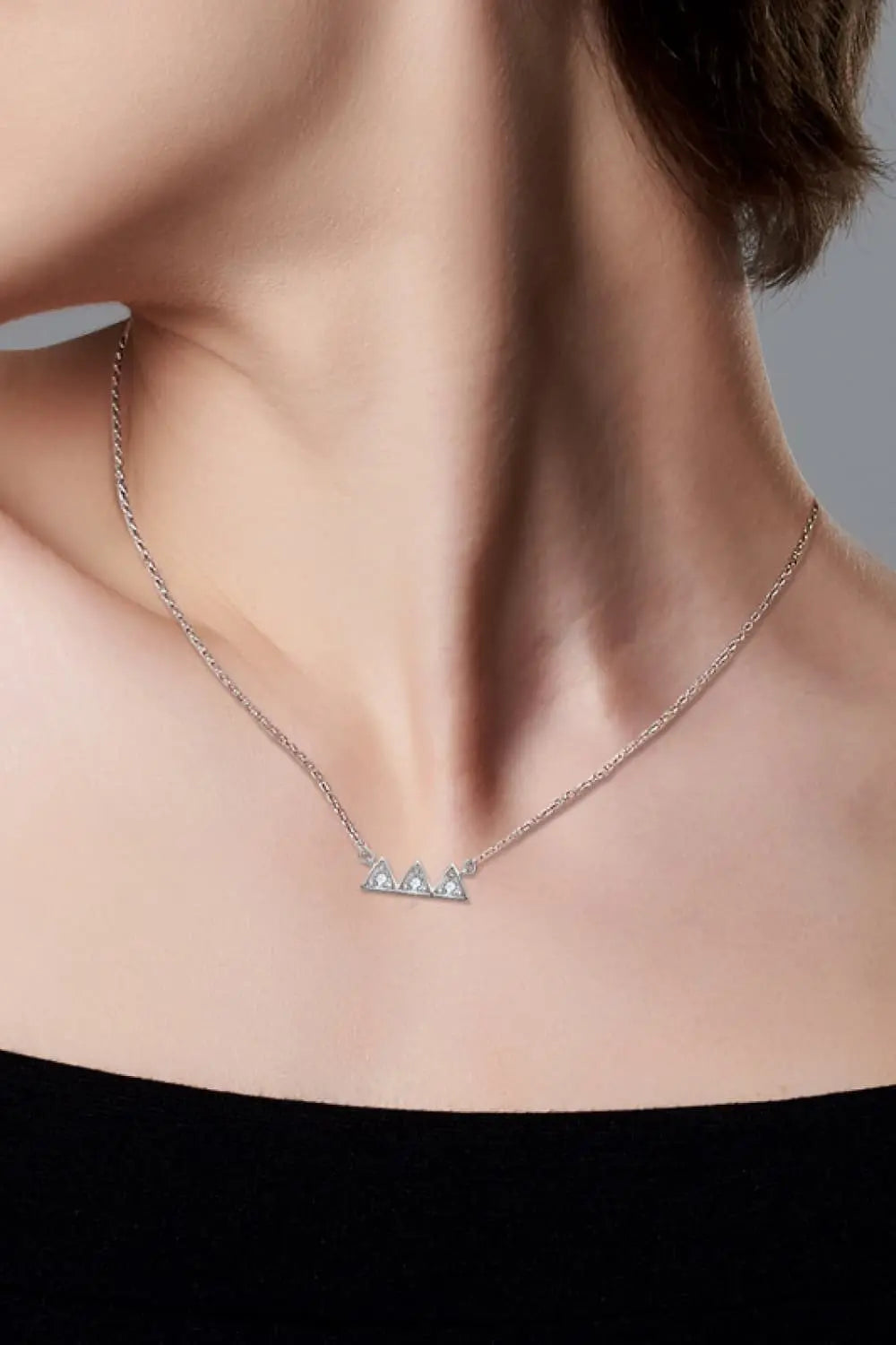 Lovcia Moissanite Triangle Platinum-Plated Necklace-Necklaces-Silver-One Size-Silver