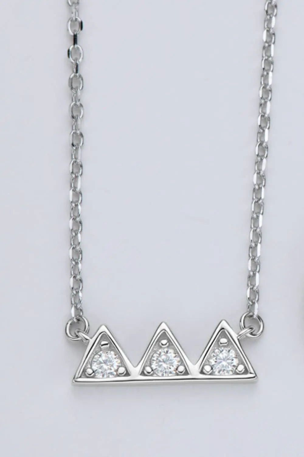 Lovcia Moissanite Triangle Platinum-Plated Necklace-Necklaces-Silver-One Size-Silver