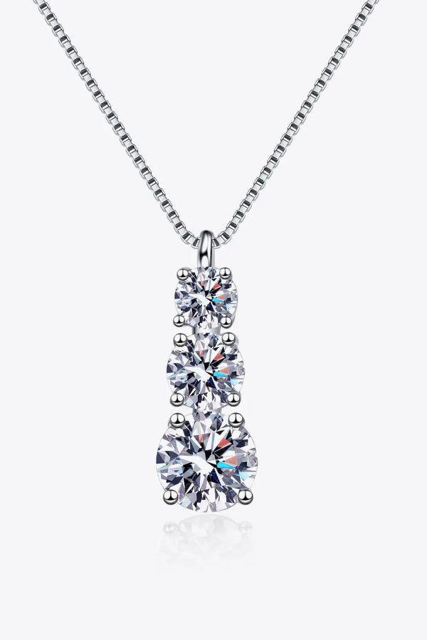 Lovcia Moissanite Triple-Pendant Necklace-Necklaces-Silver-One Size-Silver