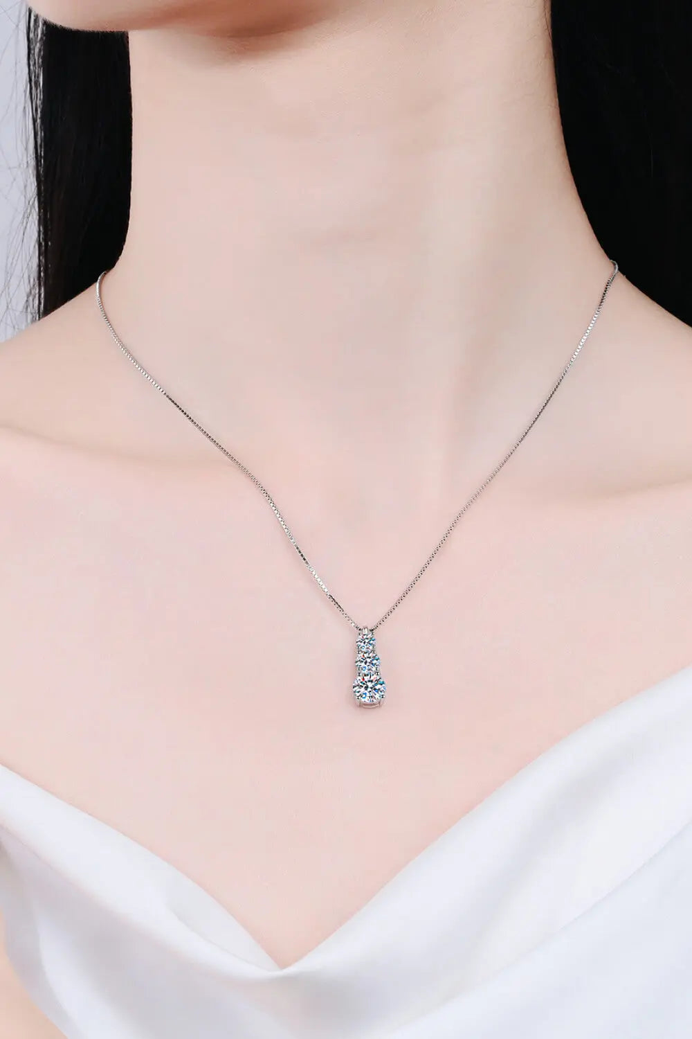 Lovcia Moissanite Triple-Pendant Necklace-Necklaces-Silver-One Size-Silver