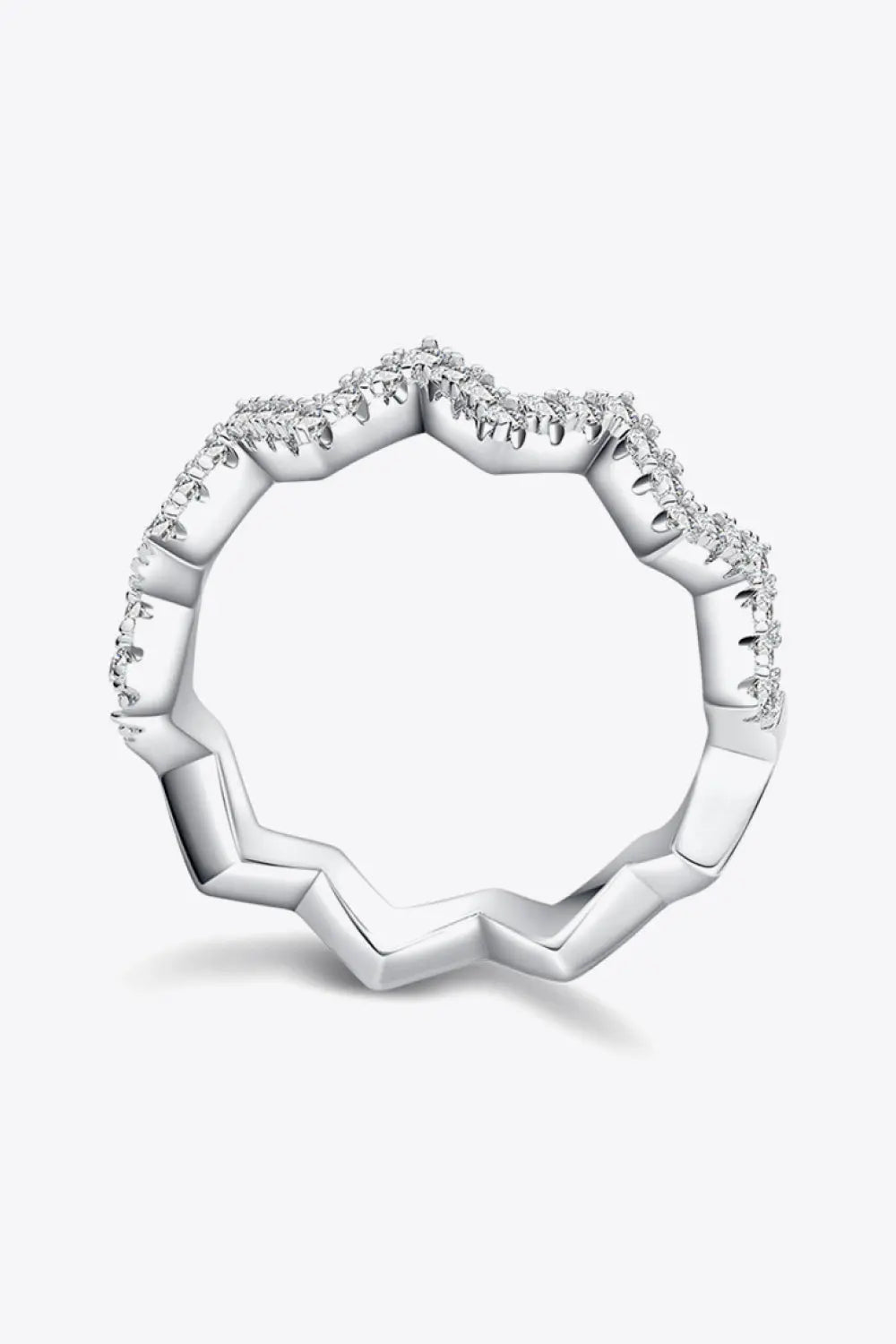 Lovcia Moissanite Wavy Band Ring-Rings-Silver-4.5-Silver