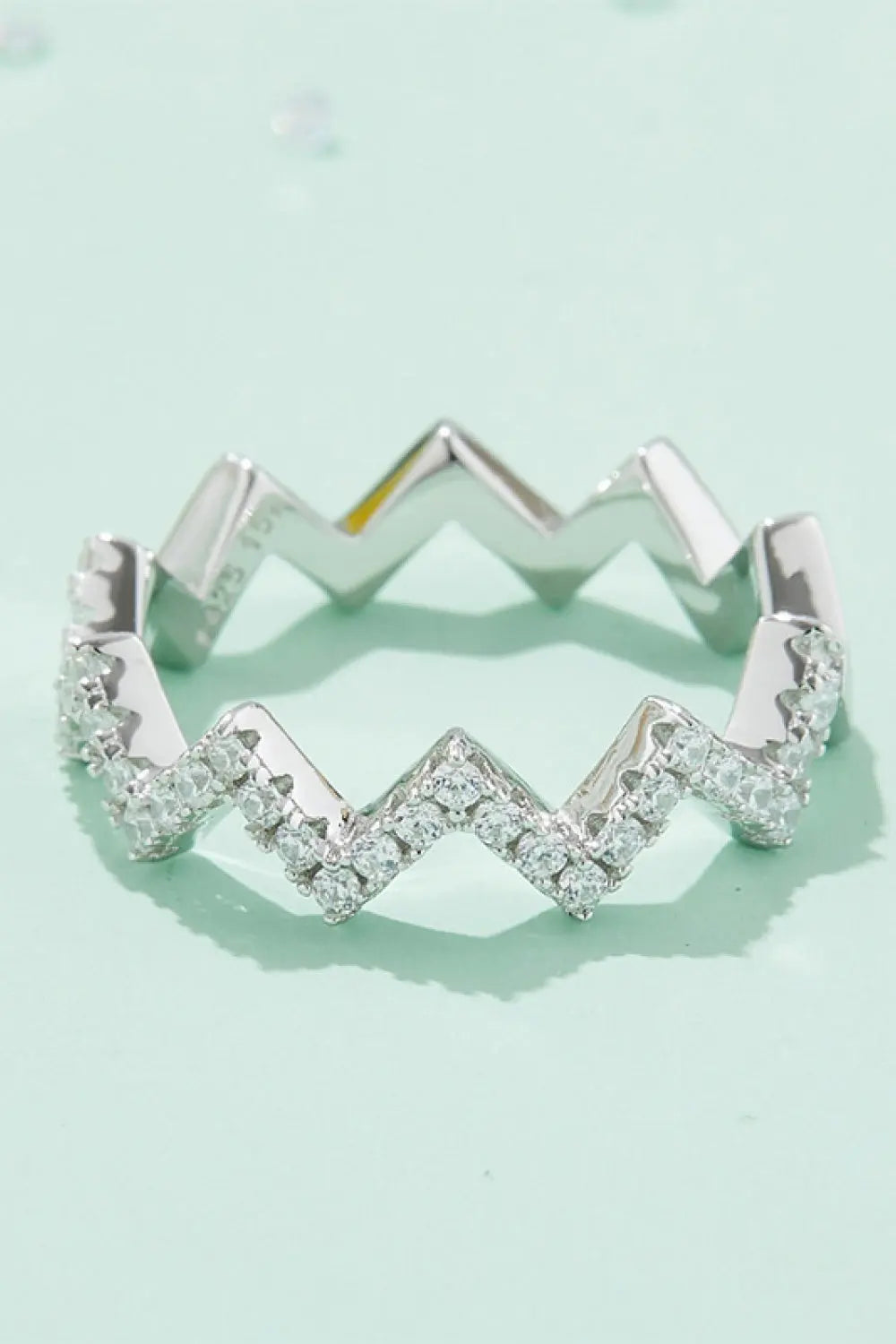 Lovcia Moissanite Wavy Band Ring-Rings-Silver-4.5-Silver