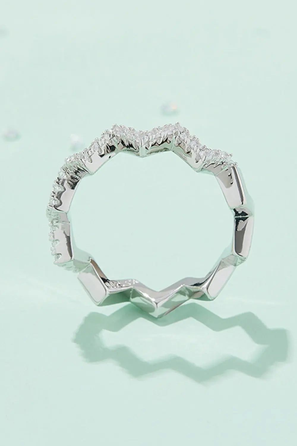 Lovcia Moissanite Wavy Band Ring-Rings-Silver-4.5-Silver