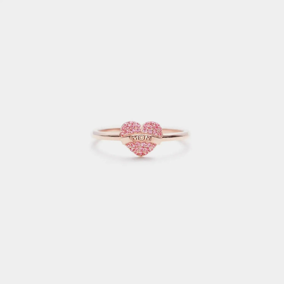 Lovcia MOM Heart Shape 925 Sterling Silver Engraved Ring-Rings-Rose Gold-6-Rose Gold