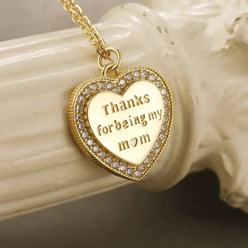 Lovcia Monther's Day CZ Heart Letters 925 Sterling Silver Necklace-Necklaces-Gold-Gold