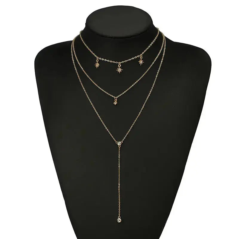 Lovcia Moon Star Necklace Multilayer Necklace Set Sweater Chain-Necklaces-Necklace-Necklace